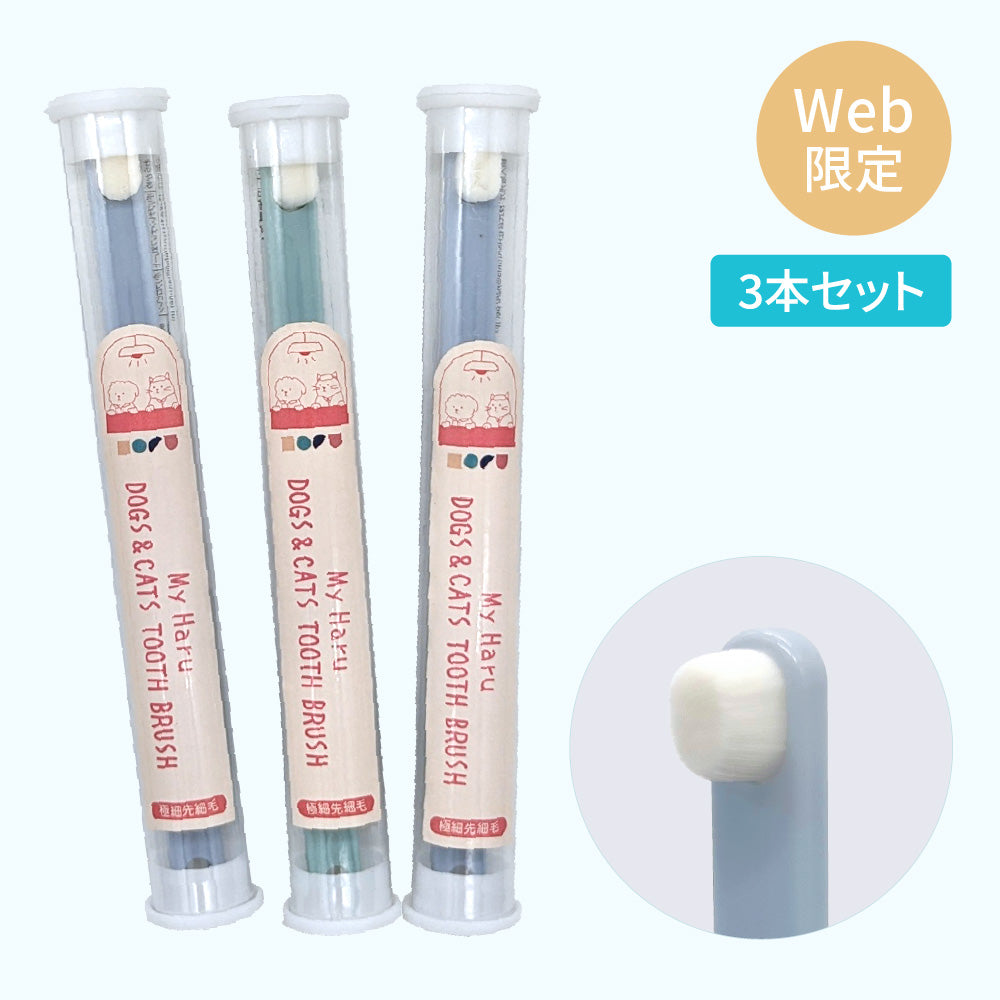 【お得な3本セット】ペット用歯ブラシ 犬 猫 低刺激 超極細糸 ケース付
