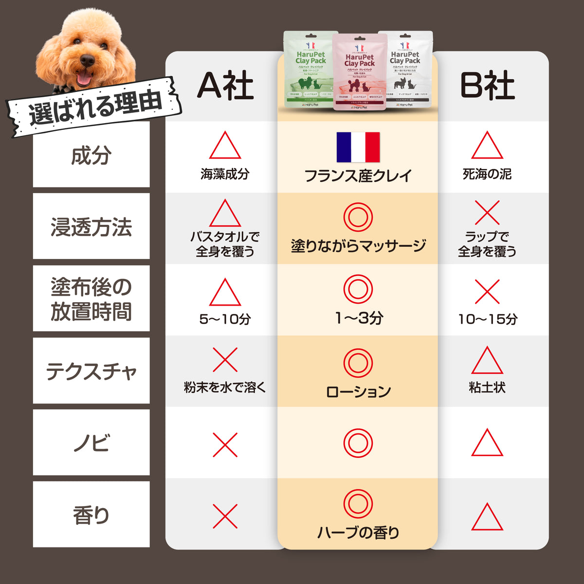 HaruPet クレイパック 天然泥パック すっきり 保湿 ニオイ軽減 オーガニック トリミングサロン 50g / 1kg