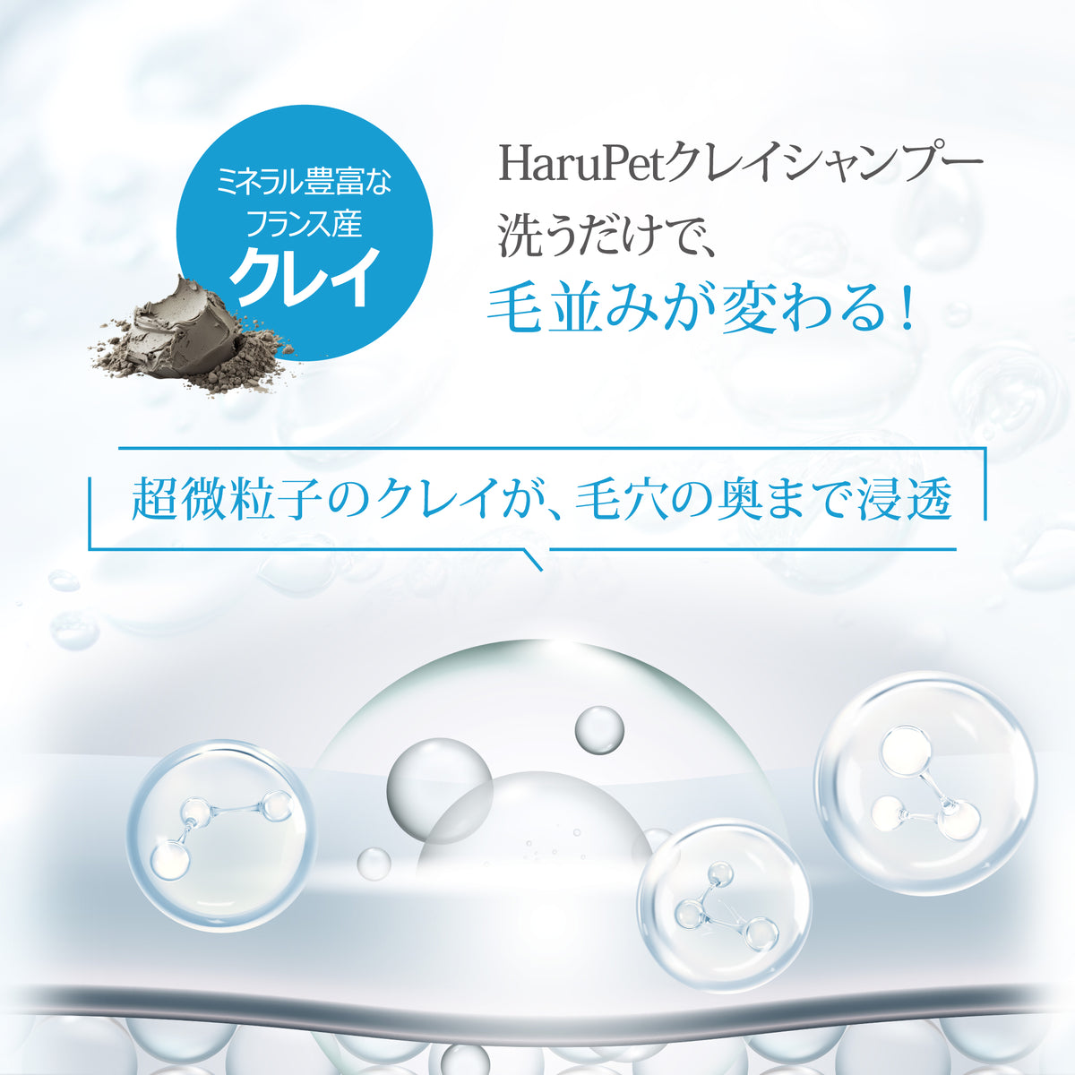 HaruPet ハルペット クレイシャンプー トリマー監修 フランス産クレイ配合 犬猫兼用 天然成分 低刺激 弱酸性 ペット用 長毛/短毛対応 保湿・消臭 皮膚ケア 50g / 300ml /4L